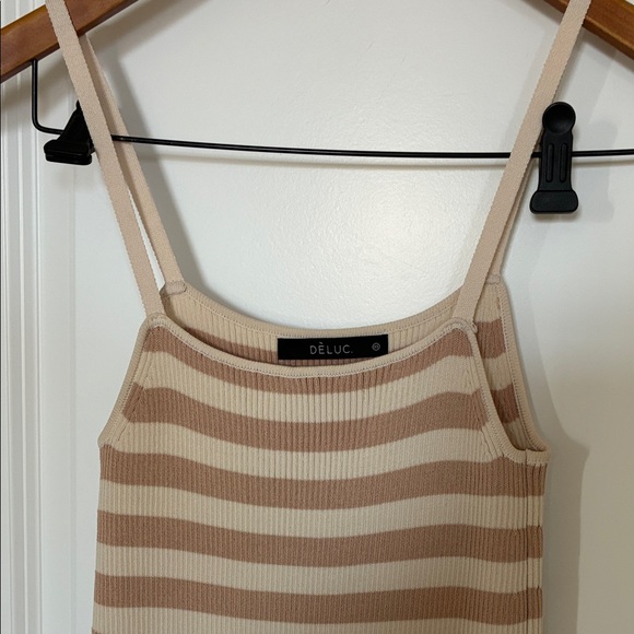 Deluc Beige & Cream Striped Maxi Slip Dress - Picture 2 of 5